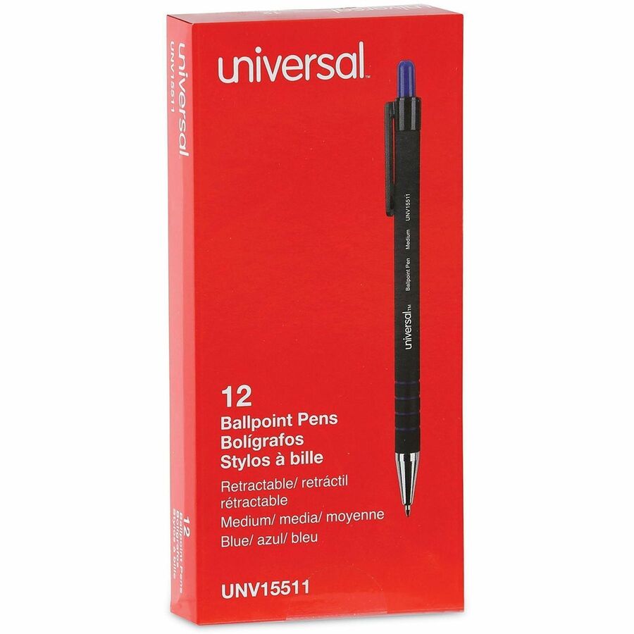 1 mm Medium Conical Pen Point - Retractable - Blue Ink - Blue Barrel - 1 Dozen