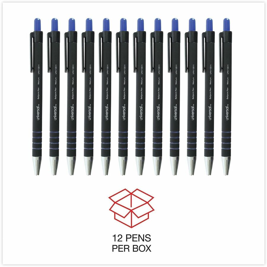 1 mm Medium Conical Pen Point - Retractable - Blue Ink - Blue Barrel - 1 Dozen