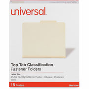 Universal 2/5 Tab Cut Letter Classification Folder - 8 1/2" x 11" - 2" Expansion - 6 Fastener(s) - 2" Fastener Capacity - Top Tab Location - Right of Center Tab Position - 2 Divider(s) - Manila - 15 Box