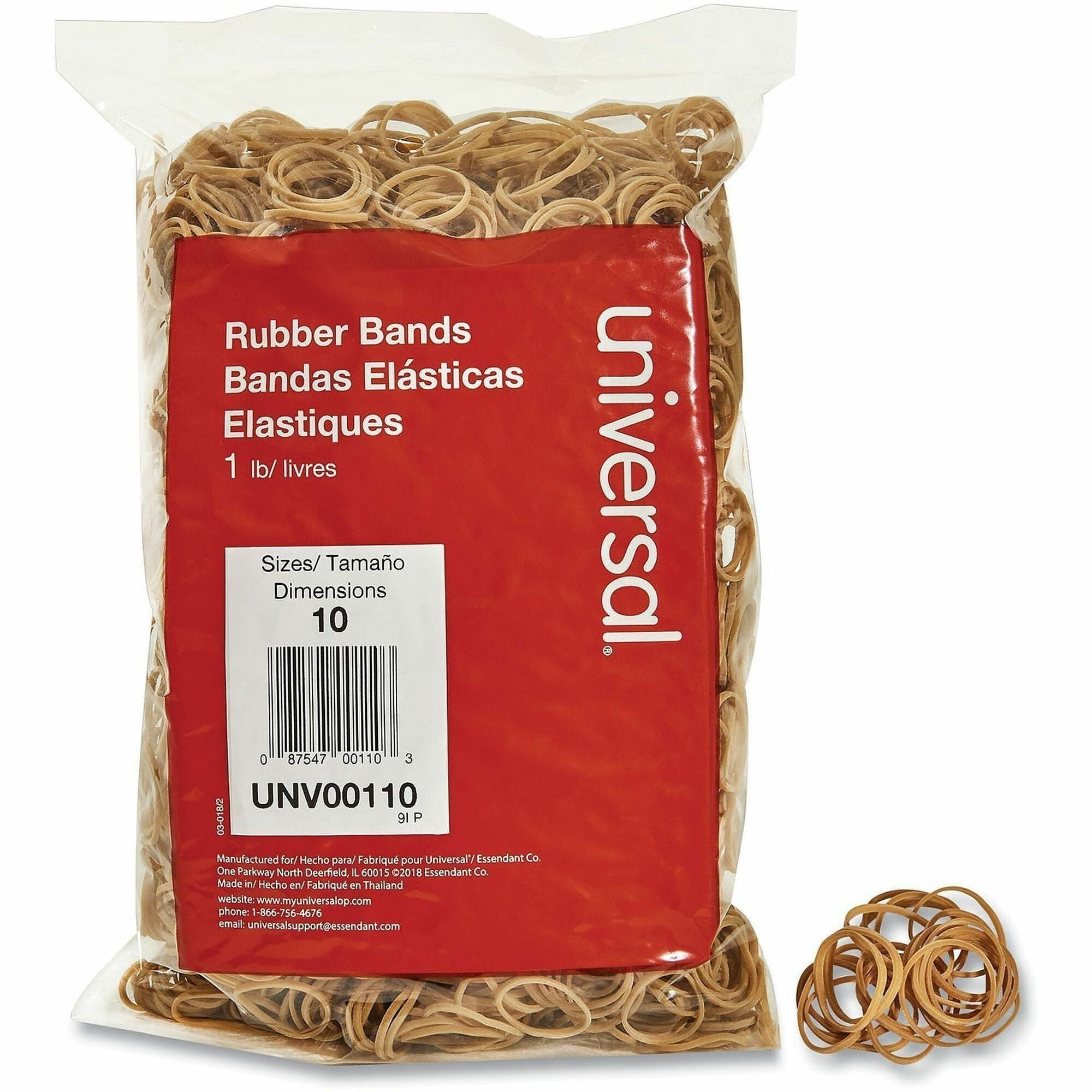 Size: #10 - 1.3" Length x 0.1" Width - 6 lb/in - Rubber - Beige - 3400 / Pack