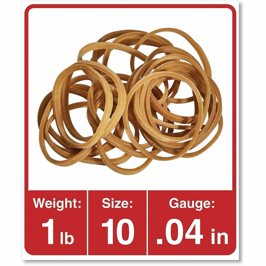 Size: #10 - 1.3" Length x 0.1" Width - 6 lb/in - Rubber - Beige - 3400 / Pack