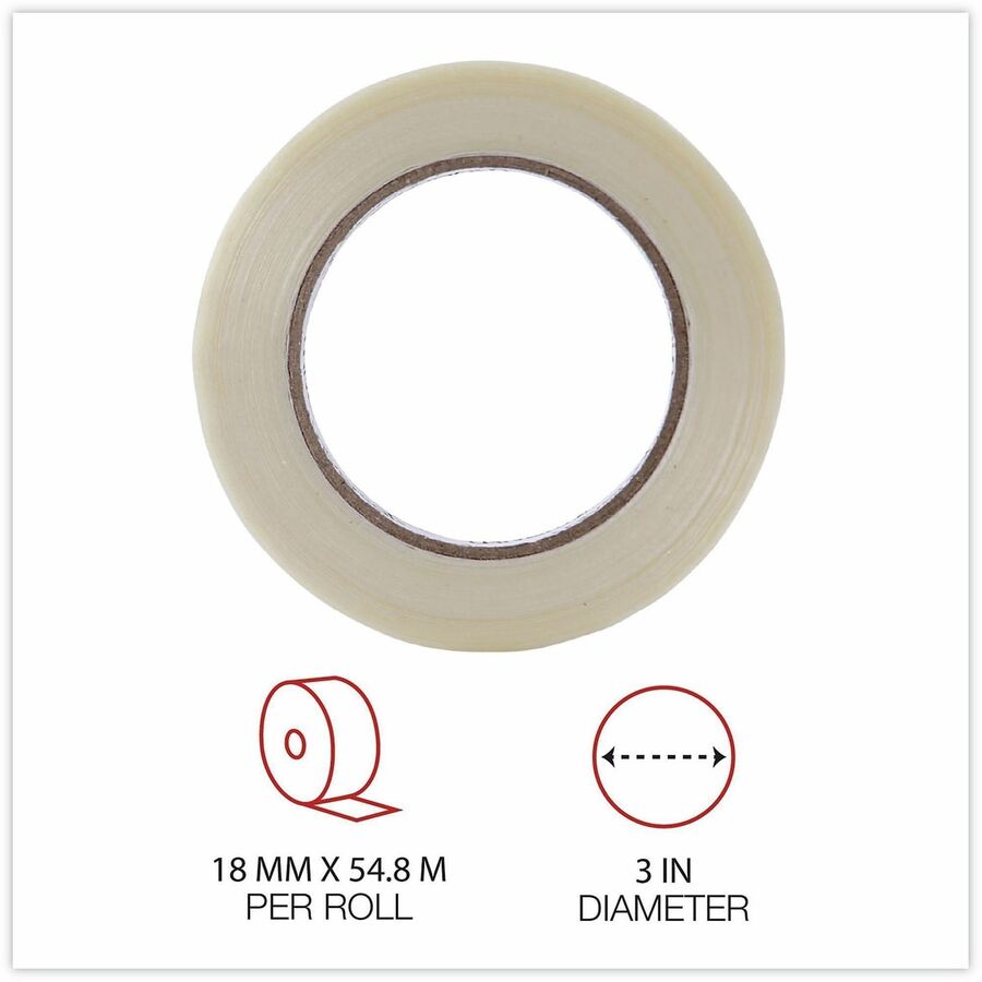59.93 yd Length x 0.71" Width x 4.3 mil Thickness - 3" Core - Clear - Synthetic Rubber - Plastic Backing - 1 Roll