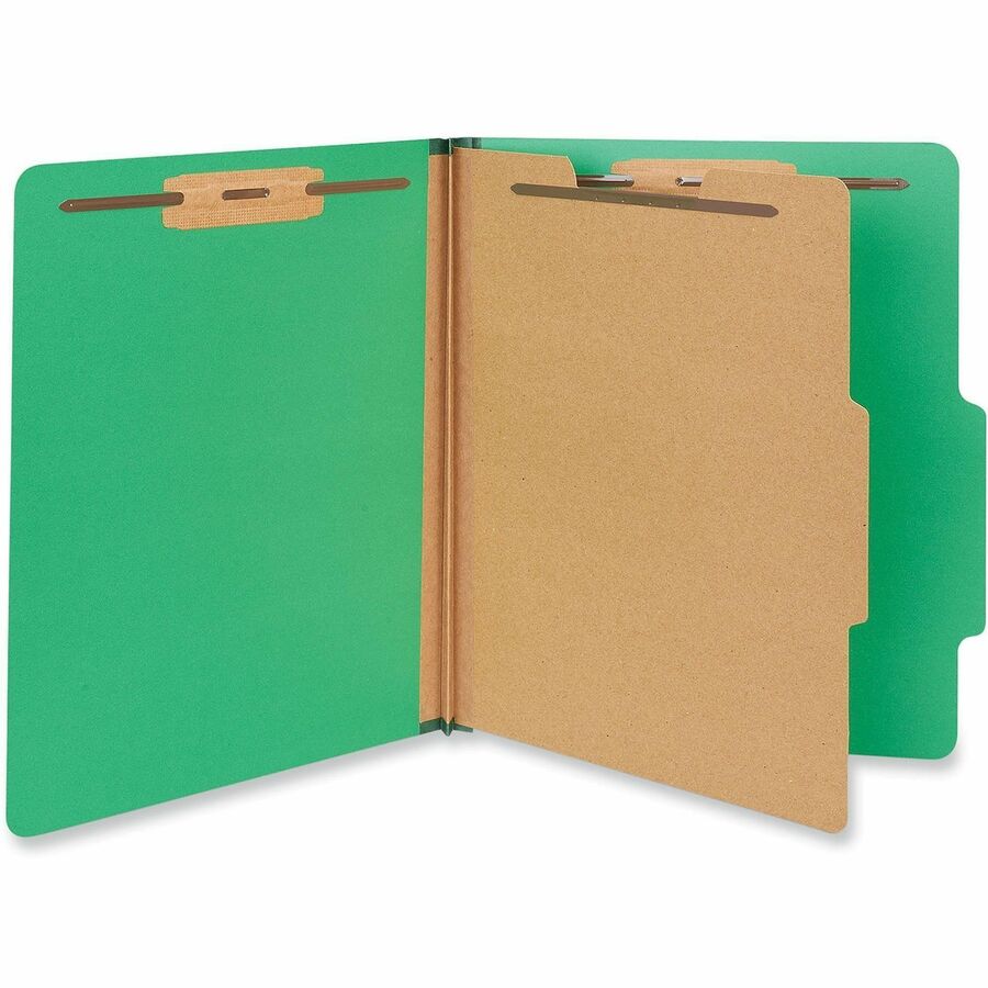Universal 2/5 Tab Cut Letter Classification Folder - 8 1/2" x 11" - 2" Expansion - 4 Fastener(s) - 2" Fastener Capacity - Top Tab Location - Right of Center Tab Position - 1 Divider(s) - Emerald Green - 10 Box