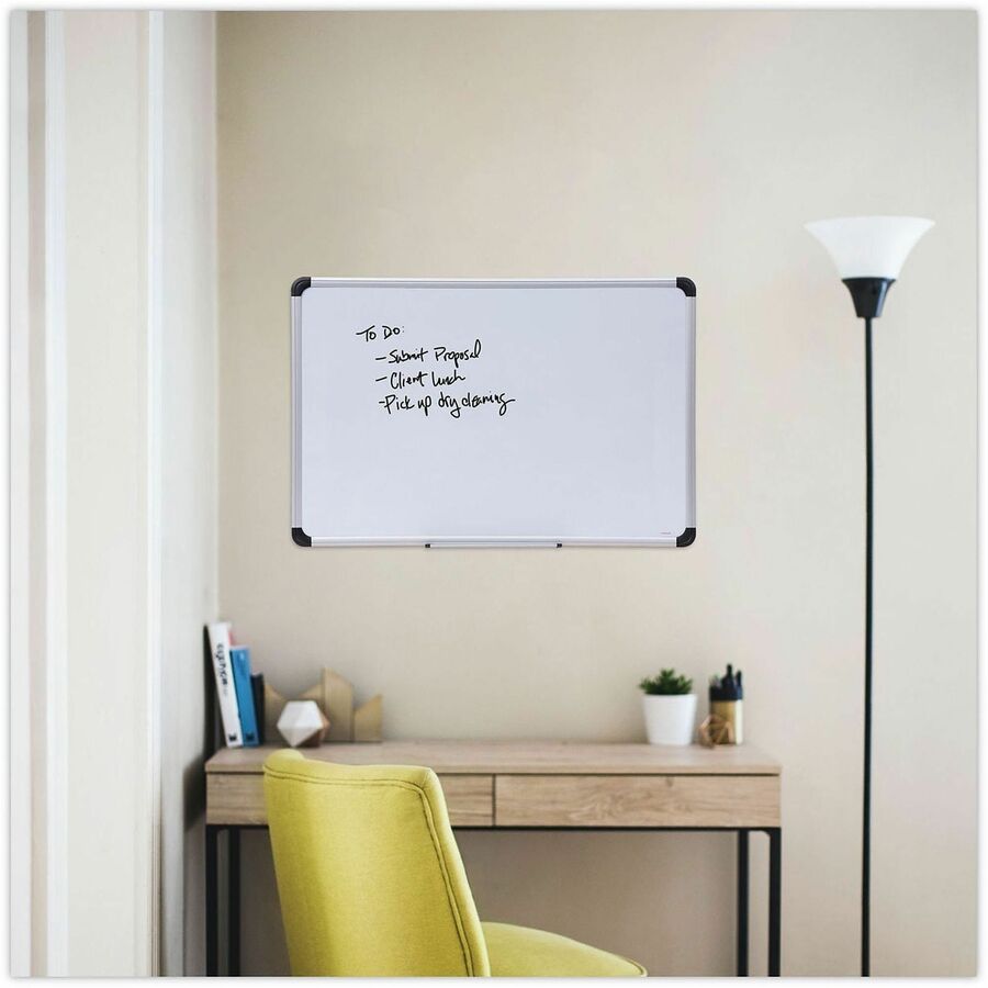 Universal Dry Erase Board - 36" (3 ft) Width x 24" (2 ft) Height - White Steel Surface - Satin Aluminum Frame - Magnetic - 1 Each
