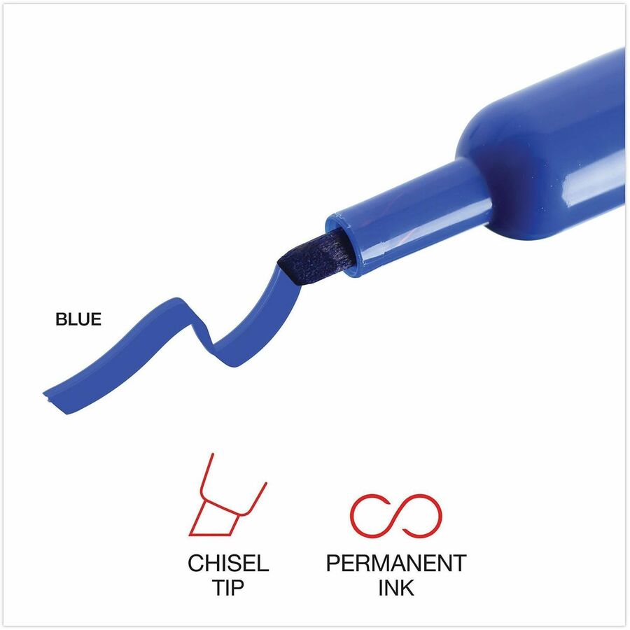 Broad Chisel Marker Point - Blue Ink - General Purpose - 1 Dozen