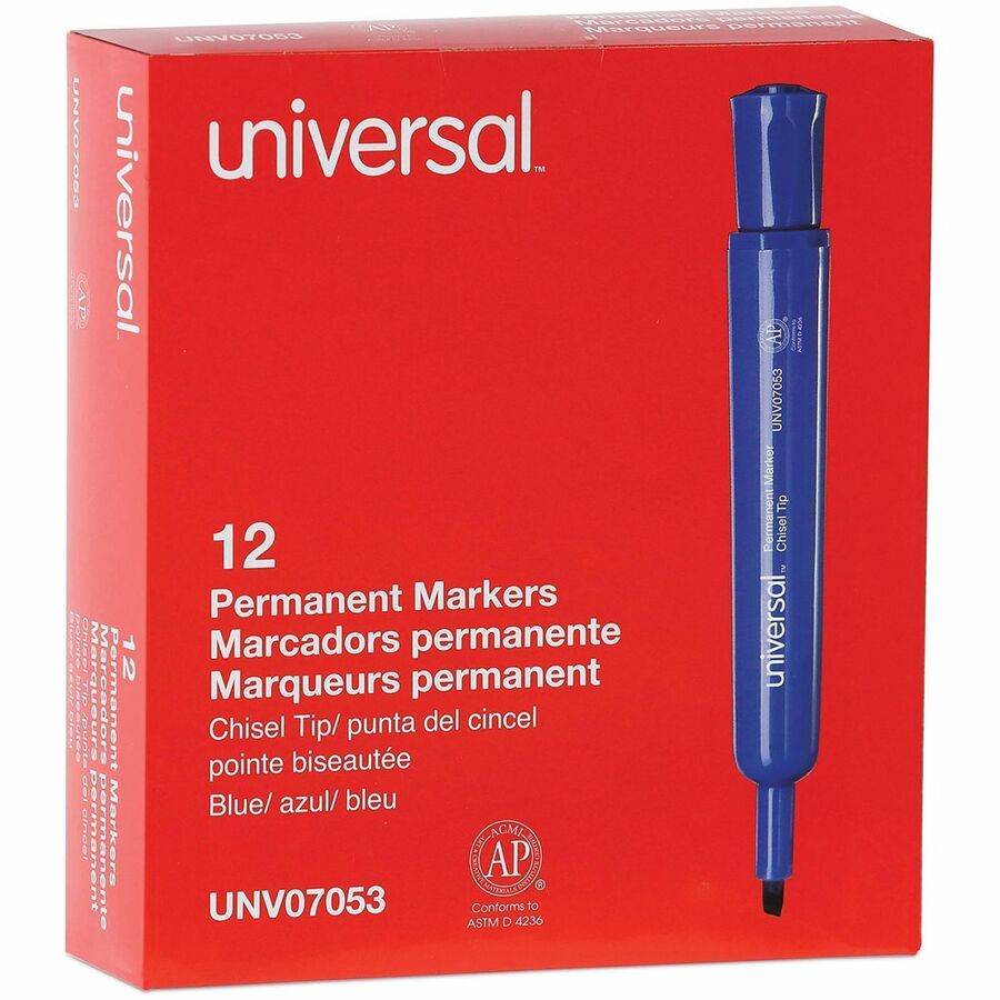 Broad Chisel Marker Point - Blue Ink - General Purpose - 1 Dozen