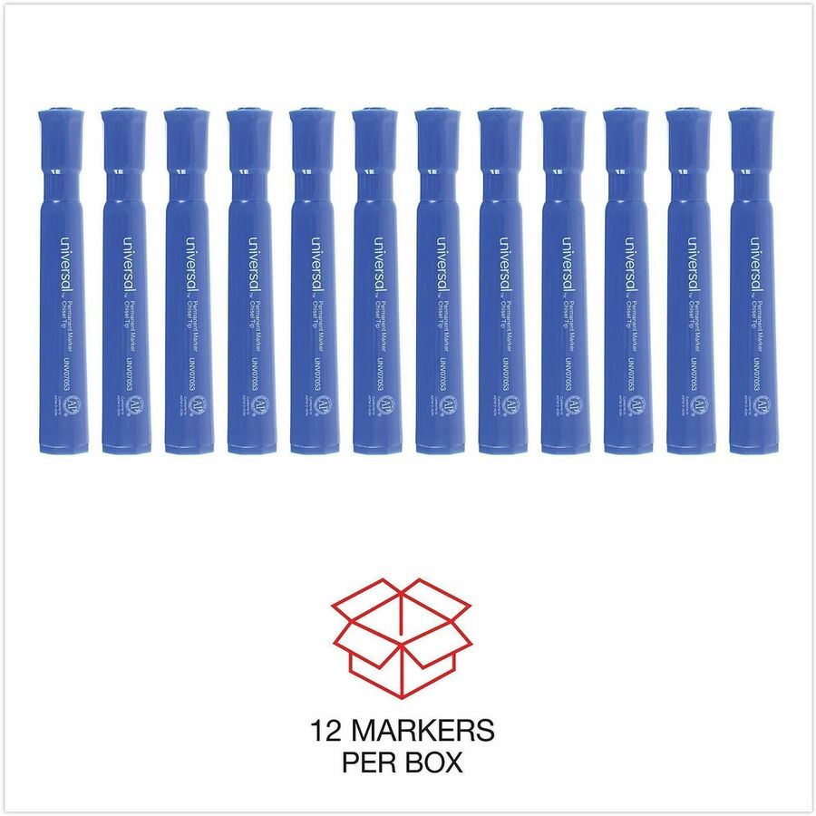 Broad Chisel Marker Point - Blue Ink - General Purpose - 1 Dozen