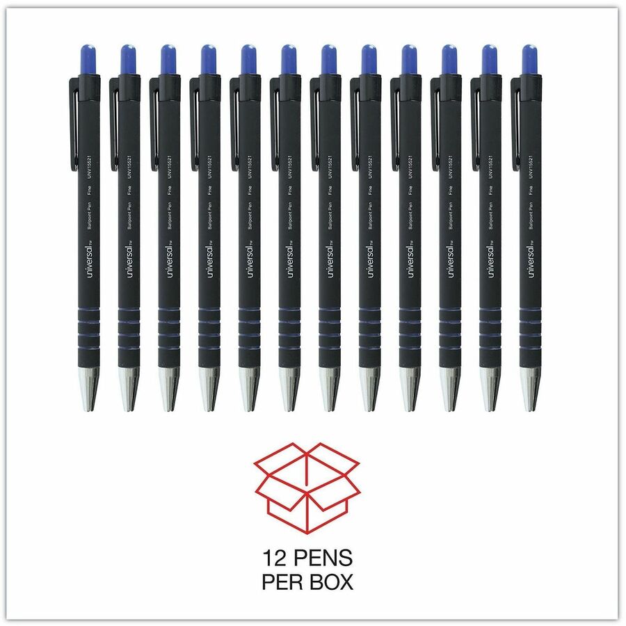 0.7 mm Fine Conical Pen Point - Retractable - Blue Ink - Blue Barrel - 1 Dozen
