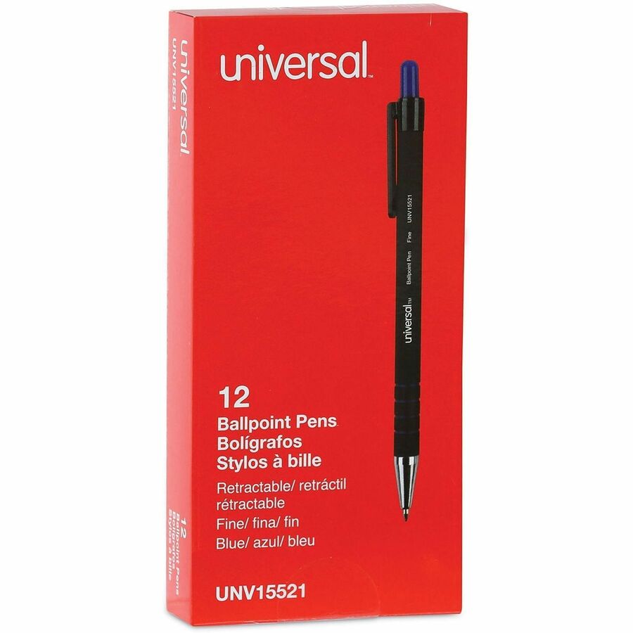 0.7 mm Fine Conical Pen Point - Retractable - Blue Ink - Blue Barrel - 1 Dozen