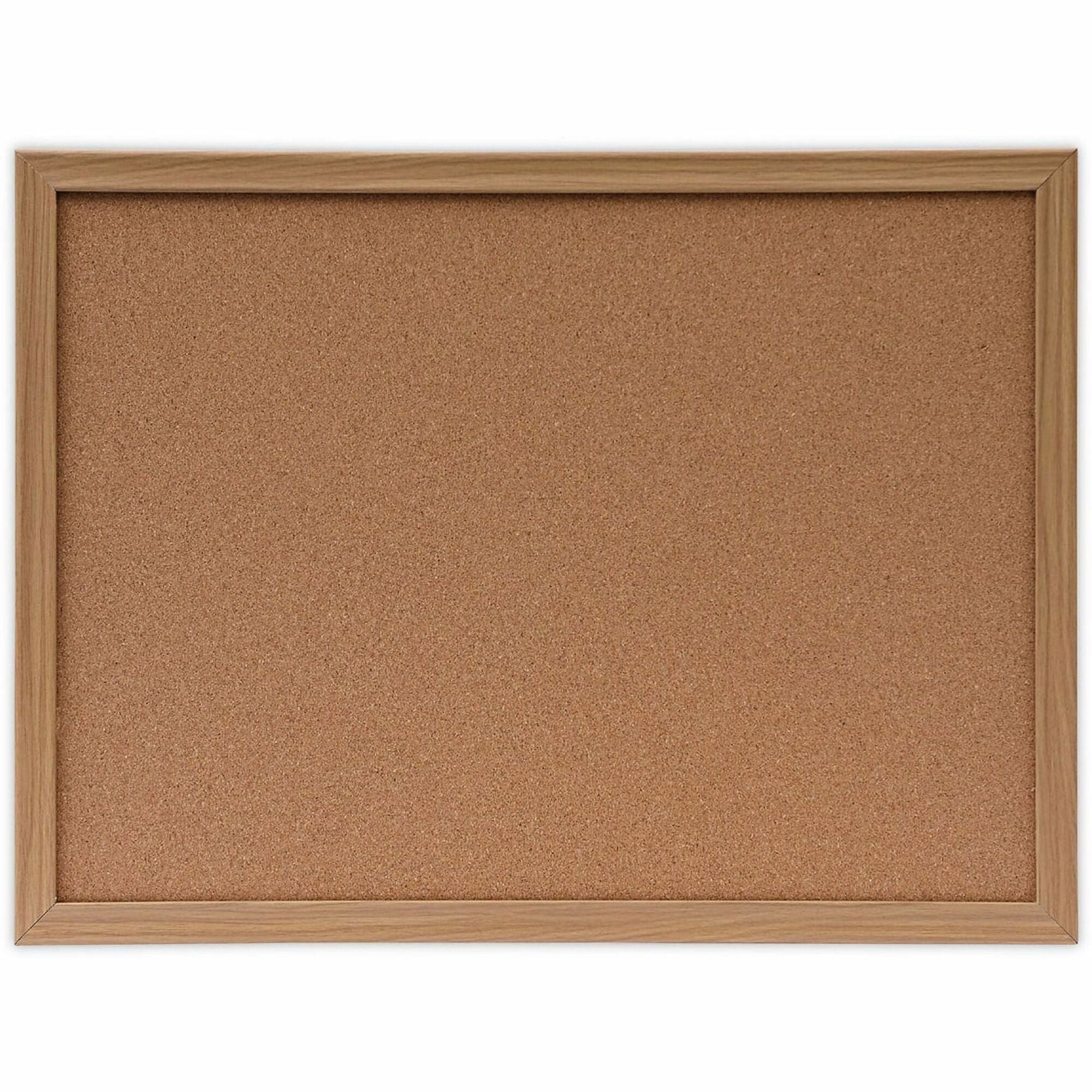 Universal Bulletin Board - 18" Board Height x 24" Board Width - Tan Natural Cork Surface - Self-healing, Corner, Durable - Oak Wood Frame - 1 / Each