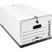 Internal Dimensions: 15" Width x 24" Depth x 10" Height - Media Size Supported: Legal - Flap, String/Button Closure - Medium Duty - Stackable - Corrugated Fiberboard - White - For Box File - 12 / Carton