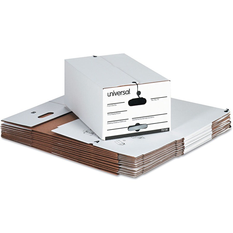 Internal Dimensions: 15" Width x 24" Depth x 10" Height - Media Size Supported: Legal - Flap, String/Button Closure - Medium Duty - Stackable - Corrugated Fiberboard - White - For Box File - 12 / Carton