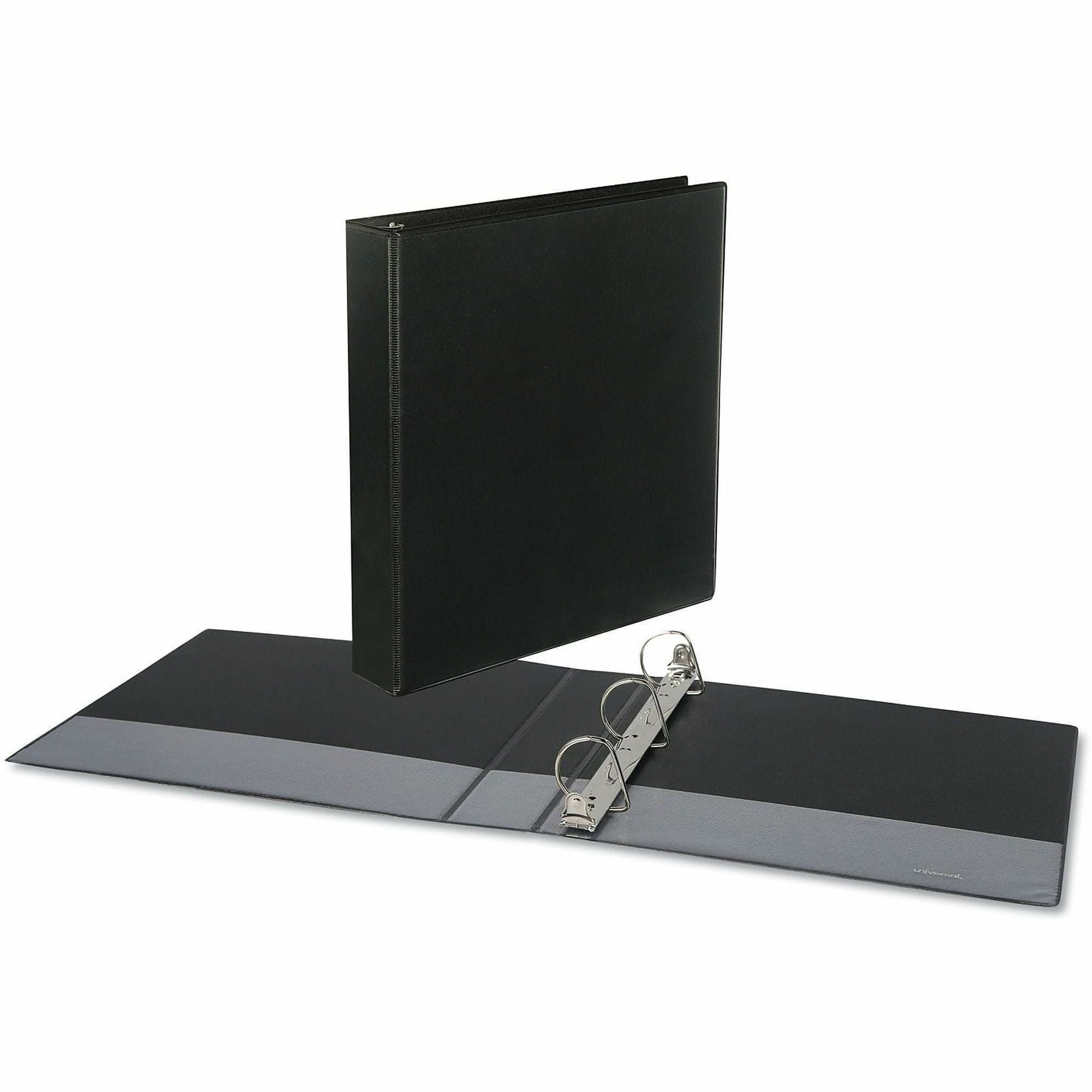 1 1/2" Binder Capacity - Letter - 8 1/2" x 11" Sheet Size - 375 Sheet Capacity - 3 Ring(s) - Fastener(s): Ring - Pocket(s): 2, Inside Front & Back - Polypropylene - Black - Non-stick - 1 Each