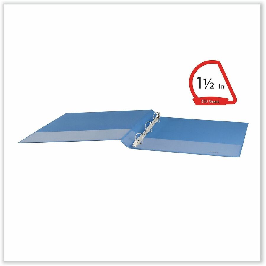 1 1/2" Binder Capacity - Letter - 8 1/2" x 11" Sheet Size - 350 Sheet Capacity - 3 Ring(s) - Fastener(s): Ring - Pocket(s): 2, Inside Front & Back - Polypropylene - Light Blue - Non-stick - 1 Each