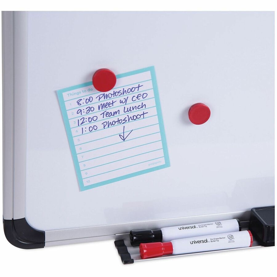 Universal Dry Erase Board - 24" (2 ft) Width x 18" (1.5 ft) Height - White Steel Surface - Satin Aluminum Frame - Magnetic - 1 Each