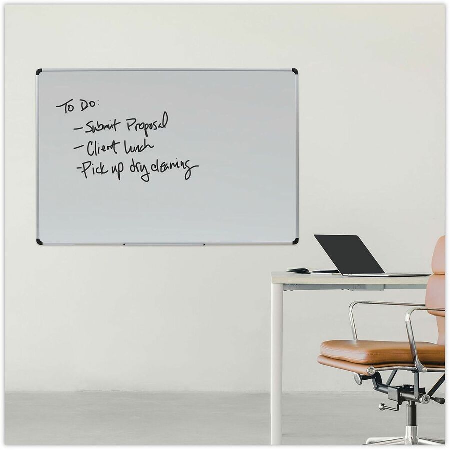 Universal Dry Erase Board - 72" (6 ft) Width x 48" (4 ft) Height - White Steel Surface - Satin Aluminum Frame - Magnetic - 1 Each