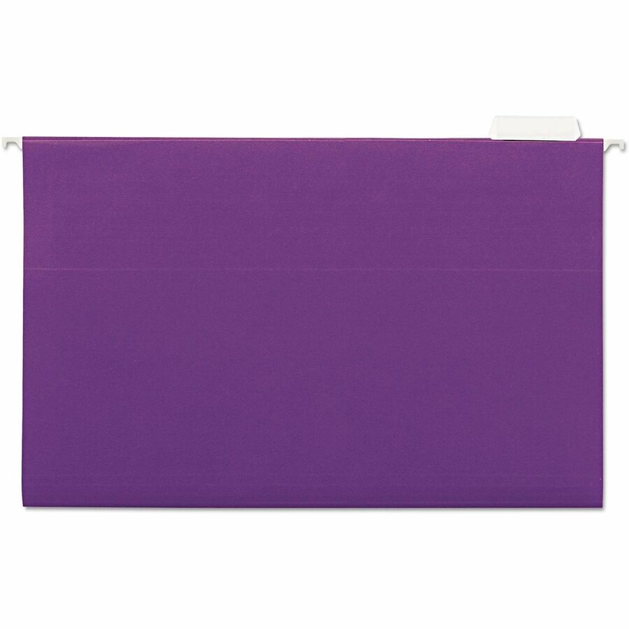Universal 1/5 Tab Cut Legal Hanging Folder - 8 1/2" x 14" - Assorted Tab Position - 11 pt. - Stock - Violet - 25 Box