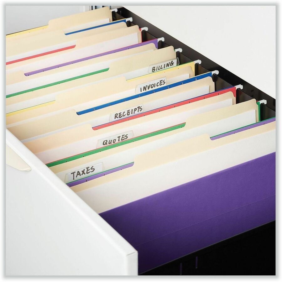 Universal 1/5 Tab Cut Legal Hanging Folder - 8 1/2" x 14" - Assorted Tab Position - 11 pt. - Stock - Violet - 25 Box