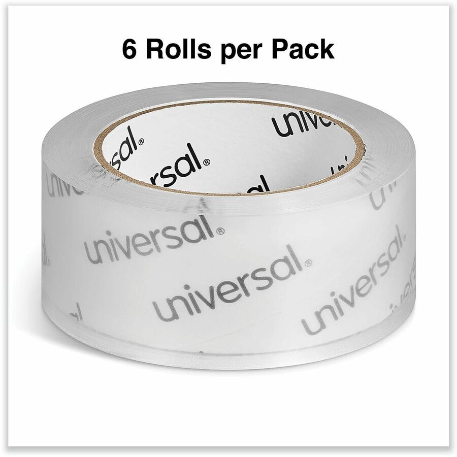 Universal Packaging Tape - 109 yd Length x 1.88" Width x 1.7 mil Thickness - 3" Core - Clear - Acrylic - Plastic Backing - 6 / Pack