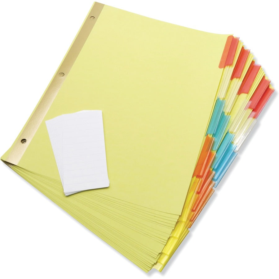 Universal Index Divider - 5 Write-on Side Tab(s) - Letter - 8.50" Width x 11" Length - 3 Hole Punched - Buff Paper Divider - Assorted Plastic Tab(s) - Recycled - Customizable, Double-sided, Gold Reinforced Binding Edge - 6 Set