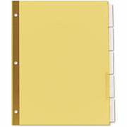 Universal Index Divider - 5 Write-on Side Tab(s) - Letter - 8.50" Width x 11" Length - 3 Hole Punched - Buff Paper Divider - Clear Plastic Tab(s) - Recycled - Customizable, Double-sided, Gold Reinforced Binding Edge - 6 Set