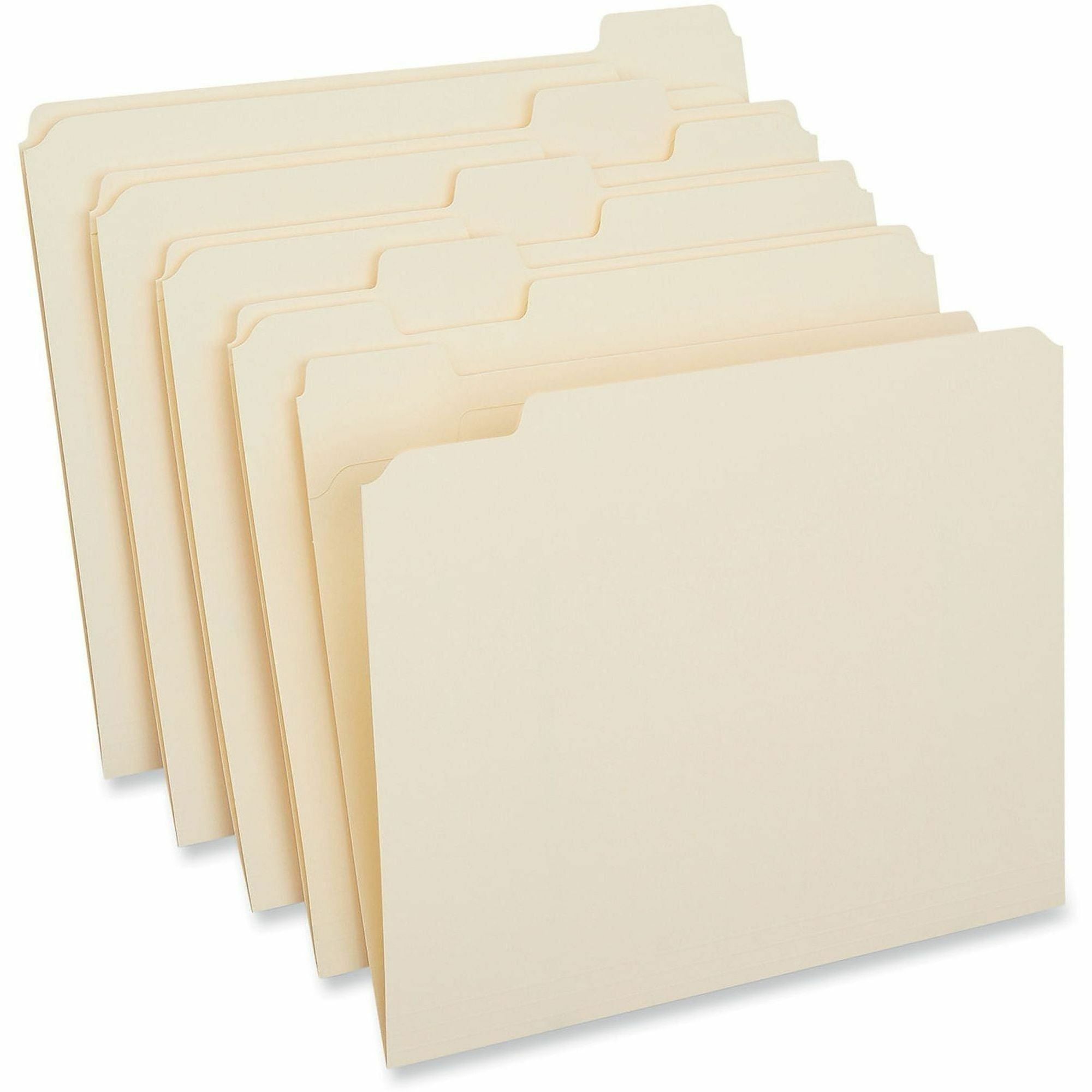 Universal 1/5 Tab Cut Letter Top Tab File Folder, 8.5" x 11", 3/4" Expansion, Assorted Tab Position, 11 pt. Manila, 100/Box
