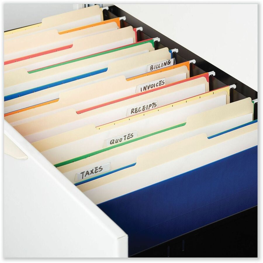 Universal 1/5 Tab Cut Letter Top Tab File Folder, 8.5" x 11", 3/4" Expansion, Assorted Tab Position, 11 pt. Manila, 100/Box