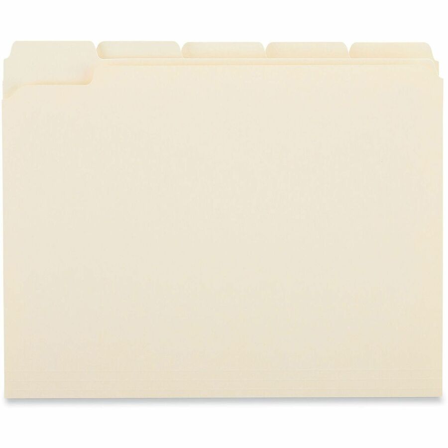 Universal 1/5 Tab Cut Letter Top Tab File Folder, 8.5" x 11", 3/4" Expansion, Assorted Tab Position, 11 pt. Manila, 100/Box