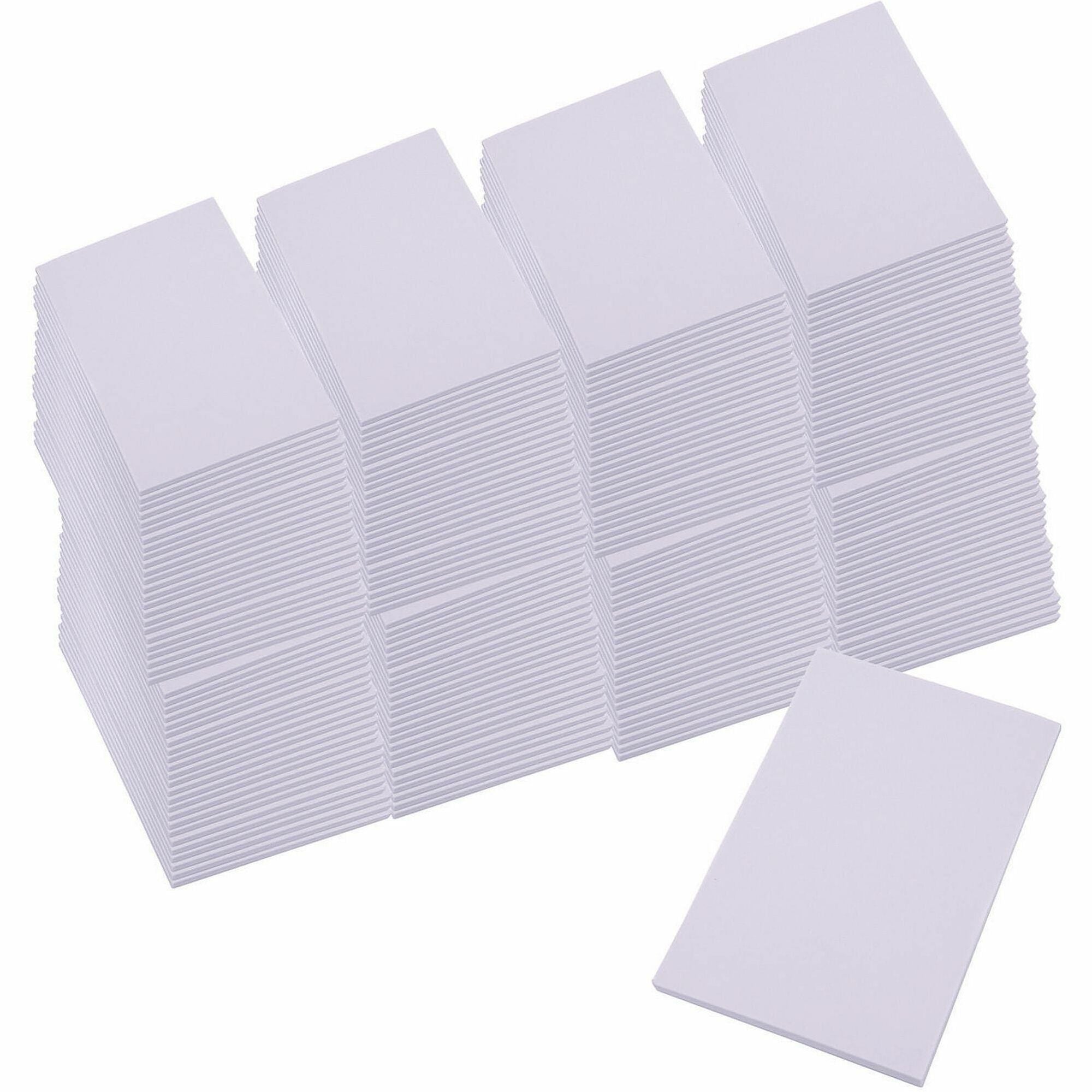 1 Subject(s) - 100 Sheets - Plain - Glued - Unruled Front Ruling - 16 lb Basis Weight - 5" Height x 3" Width - White Paper - 180 / Carton