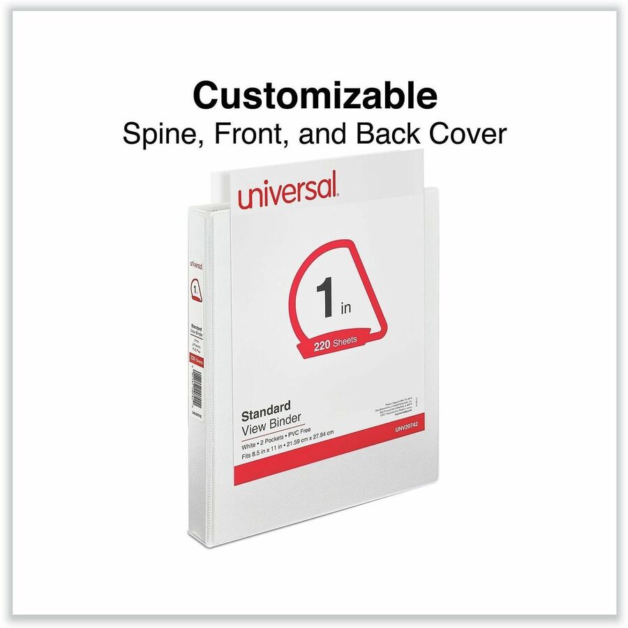 1" Binder Capacity - Letter - 8 1/2" x 11" Sheet Size - 220 Sheet Capacity - 3 Ring(s) - Fastener(s): Ring - Pocket(s): 2, Inside Front & Back - Polypropylene - White - Non-stick - 1 Each