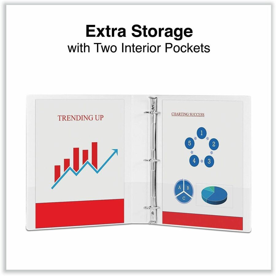 1" Binder Capacity - Letter - 8 1/2" x 11" Sheet Size - 220 Sheet Capacity - 3 Ring(s) - Fastener(s): Ring - Pocket(s): 2, Inside Front & Back - Polypropylene - White - Non-stick - 1 Each