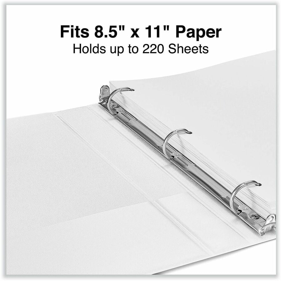 1" Binder Capacity - Letter - 8 1/2" x 11" Sheet Size - 220 Sheet Capacity - 3 Ring(s) - Fastener(s): Ring - Pocket(s): 2, Inside Front & Back - Polypropylene - White - Non-stick - 1 Each