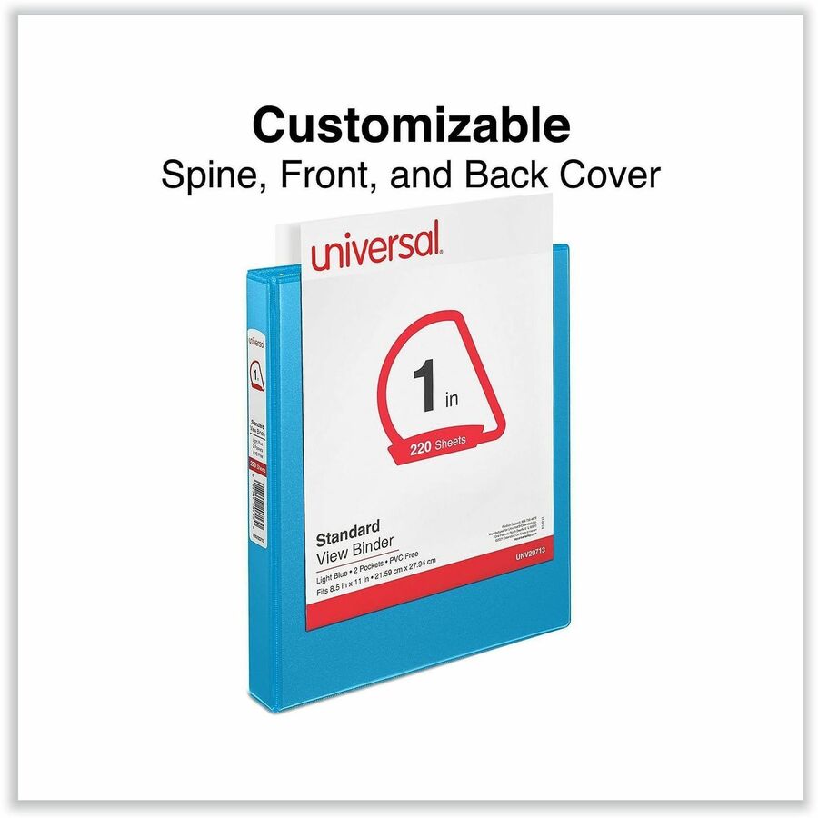 1" Binder Capacity - Letter - 8 1/2" x 11" Sheet Size - 220 Sheet Capacity - 3 Ring(s) - Fastener(s): Ring - Pocket(s): 2, Inside Front & Back - Polypropylene - Light Blue - Non-stick - 1 Each
