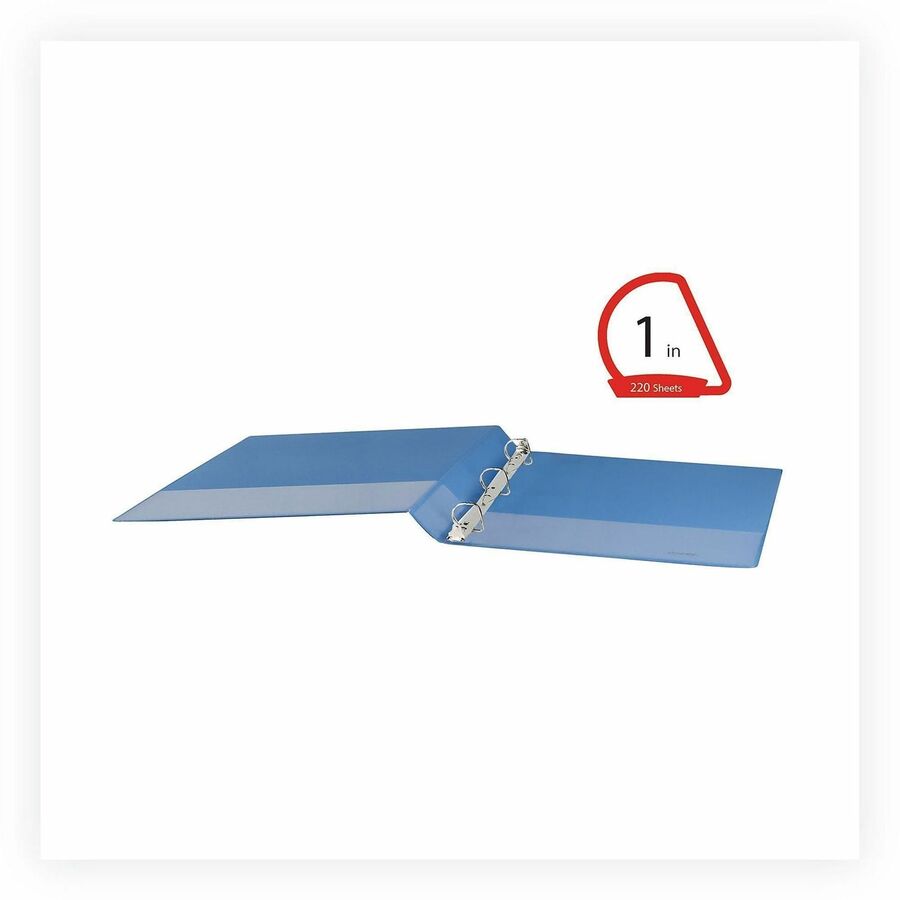 1" Binder Capacity - Letter - 8 1/2" x 11" Sheet Size - 220 Sheet Capacity - 3 Ring(s) - Fastener(s): Ring - Pocket(s): 2, Inside Front & Back - Polypropylene - Light Blue - Non-stick - 1 Each