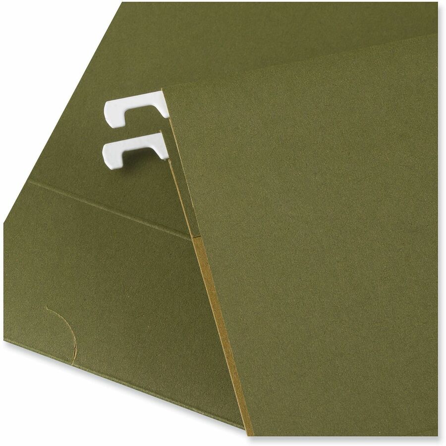 Universal 1/5 Tab Cut Legal Hanging Folder - 8 1/2" x 14" - 1" Expansion - Assorted Tab Position - 11 pt. - Stock - Standard Green - 25 Box