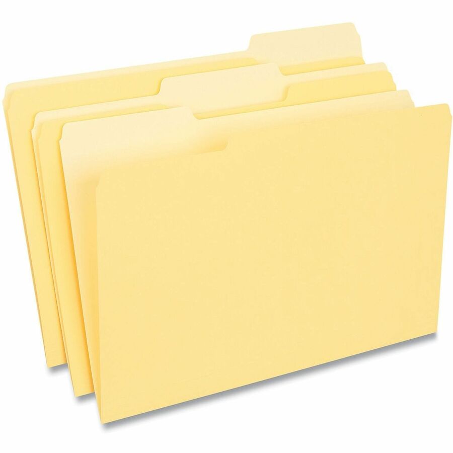 Universal 1/3 Tab Cut Legal Top Tab File Folders, 8.5" x 14", Assorted Tab Positions, 11 pt. Stock, Box of 100