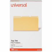 Universal 1/3 Tab Cut Legal Top Tab File Folders, 8.5" x 14", Assorted Tab Positions, 11 pt. Stock, Box of 100