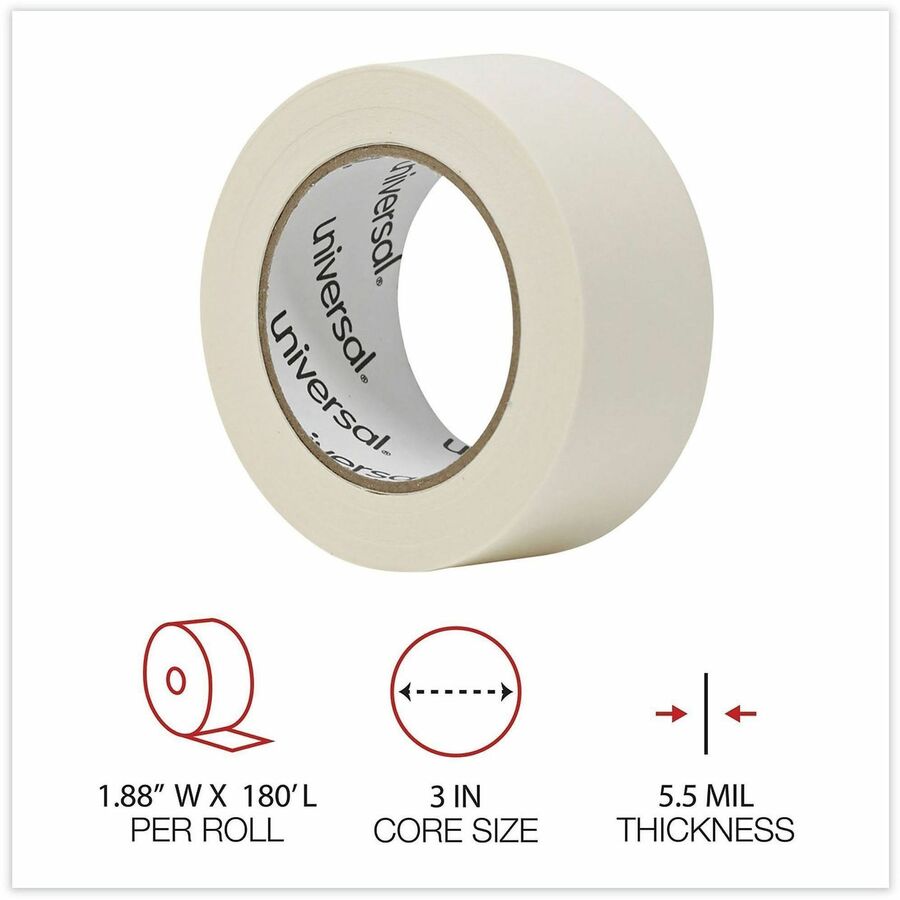 59.93 yd Length x 1.89" Width x 5.5 mil Thickness - 3" Core - Beige - Natural Rubber - Crepe Paper Backing - 2 / Pack
