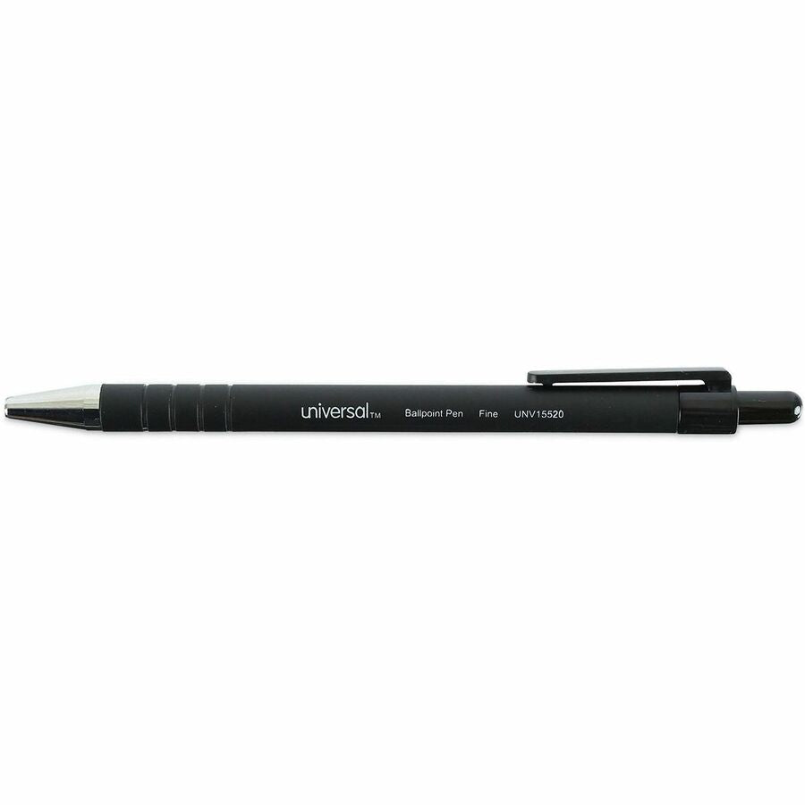 0.7 mm Fine Conical Pen Point - Retractable - Black Ink - Black Barrel - 1 Dozen