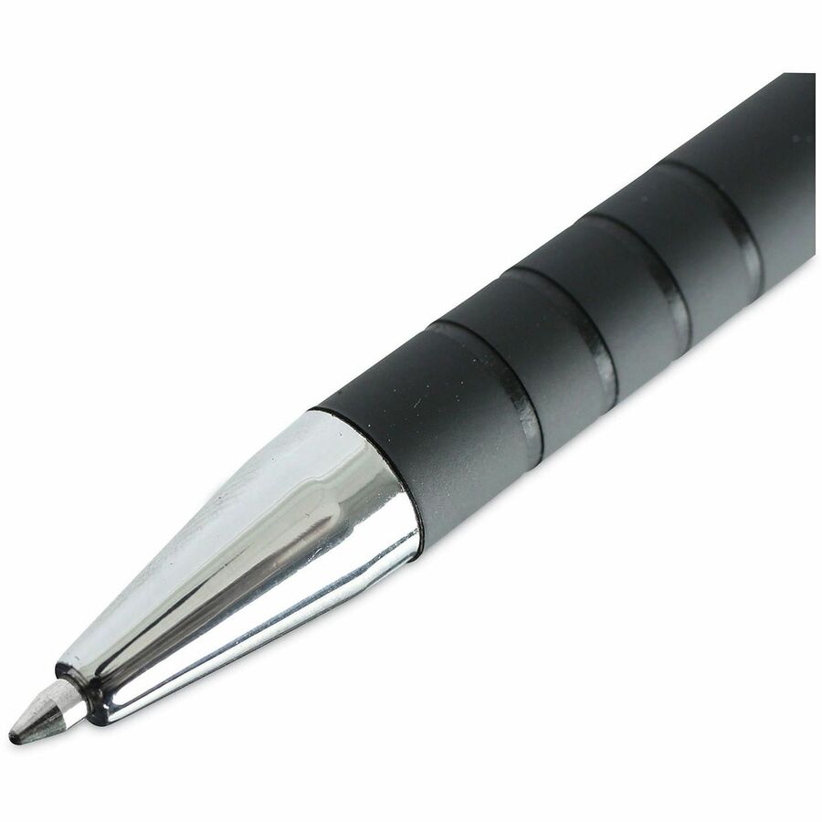 0.7 mm Fine Conical Pen Point - Retractable - Black Ink - Black Barrel - 1 Dozen