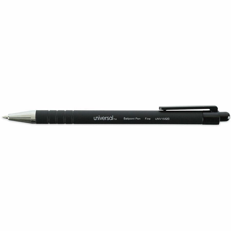 0.7 mm Fine Conical Pen Point - Retractable - Black Ink - Black Barrel - 1 Dozen