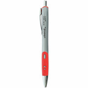 Universal Comfort Grip Gel Pen - 0.7 mm Medium Conical Pen Point - Retractable - Red Ink - Water Based - Gray, Red, Silver Barrel - 1 Dozen
