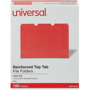 Universal 1/3 Tab Cut Letter Top Tab File Folders, 8.5" x 11", 1" Expansion, Assorted Tab Positions, 11 pt. Stock, Box of 100