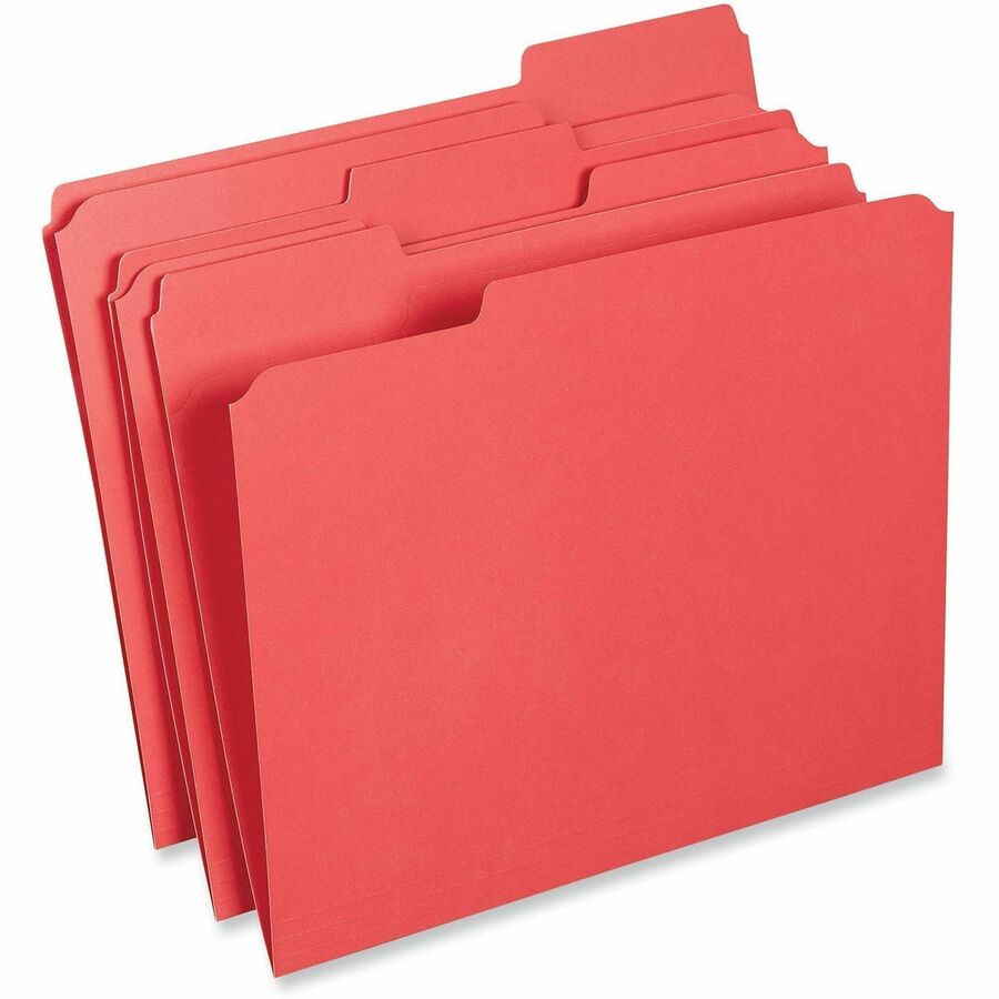 Universal 1/3 Tab Cut Letter Top Tab File Folders, 8.5" x 11", 1" Expansion, Assorted Tab Positions, 11 pt. Stock, Box of 100
