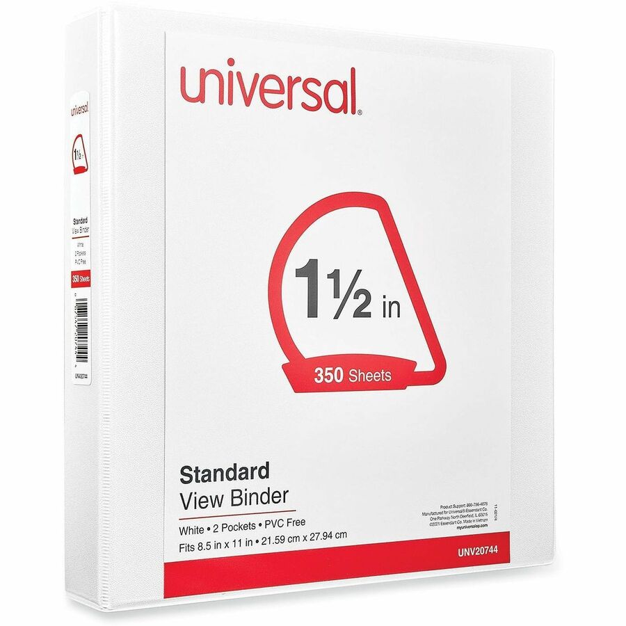 1 1/2" Binder Capacity - Letter - 8 1/2" x 11" Sheet Size - 375 Sheet Capacity - 3 Ring(s) - Fastener(s): Ring - Pocket(s): 2, Inside Front & Back - Polypropylene - White - Non-stick - 1 Each