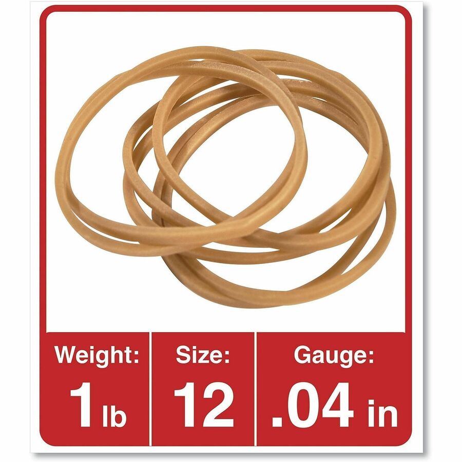 Size: #12 - 1.8" Length x 0.1" Width - 6 lb/in - Rubber - Beige - 2500 / Pack