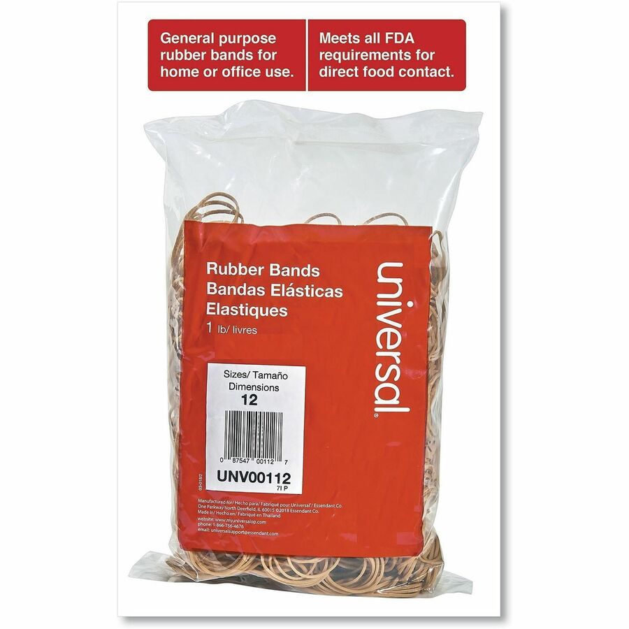 Size: #12 - 1.8" Length x 0.1" Width - 6 lb/in - Rubber - Beige - 2500 / Pack