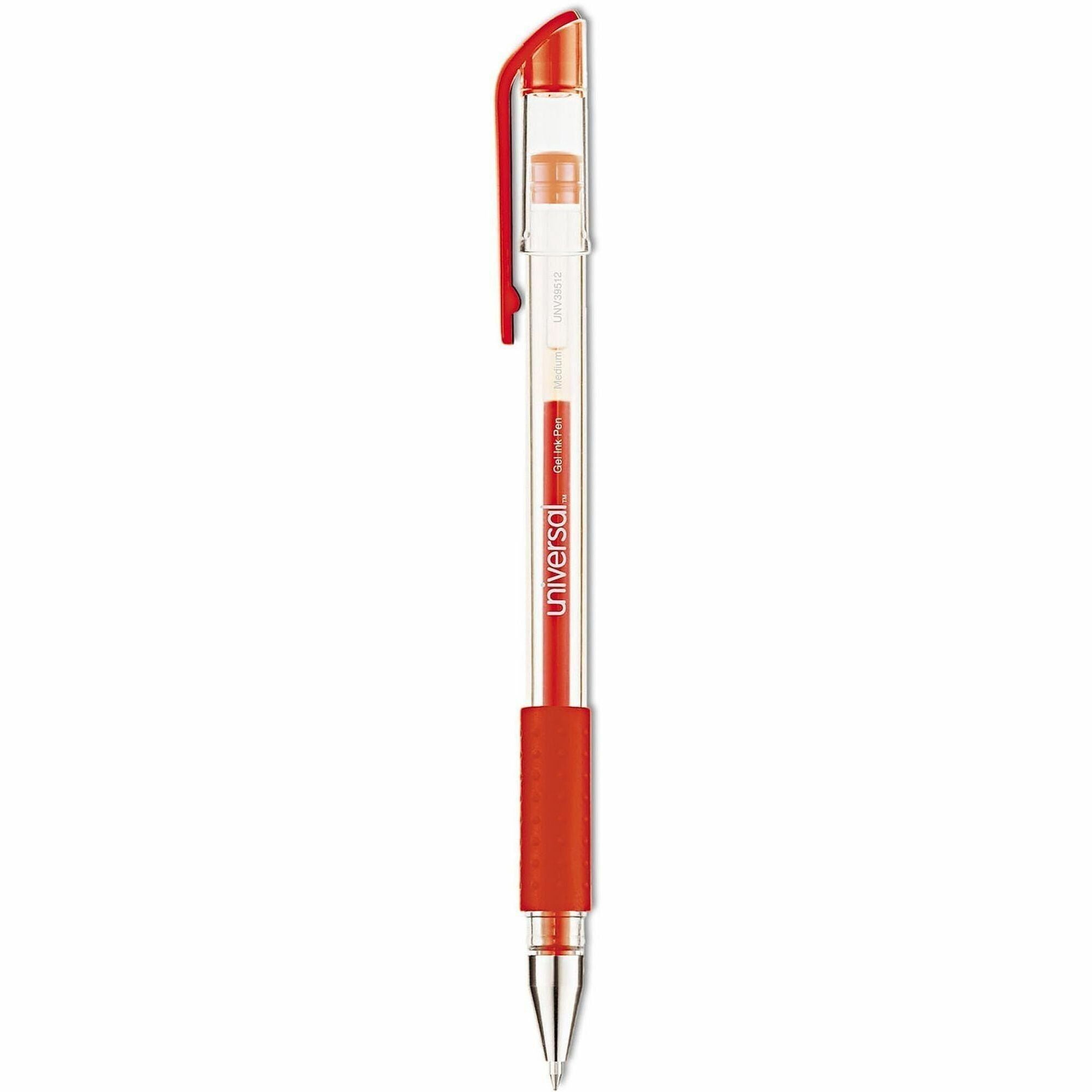 0.7 mm Medium Conical Pen Point - Red Ink - Water Based - Clear, Red Barrel - 1 Dozen