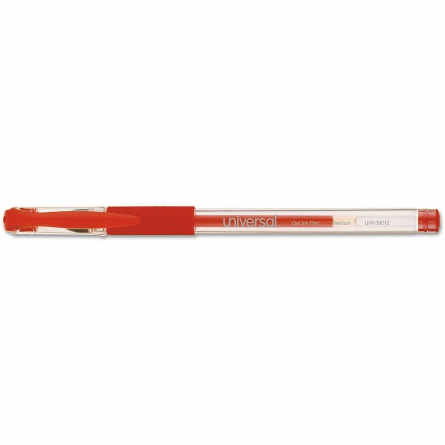 0.7 mm Medium Conical Pen Point - Red Ink - Water Based - Clear, Red Barrel - 1 Dozen