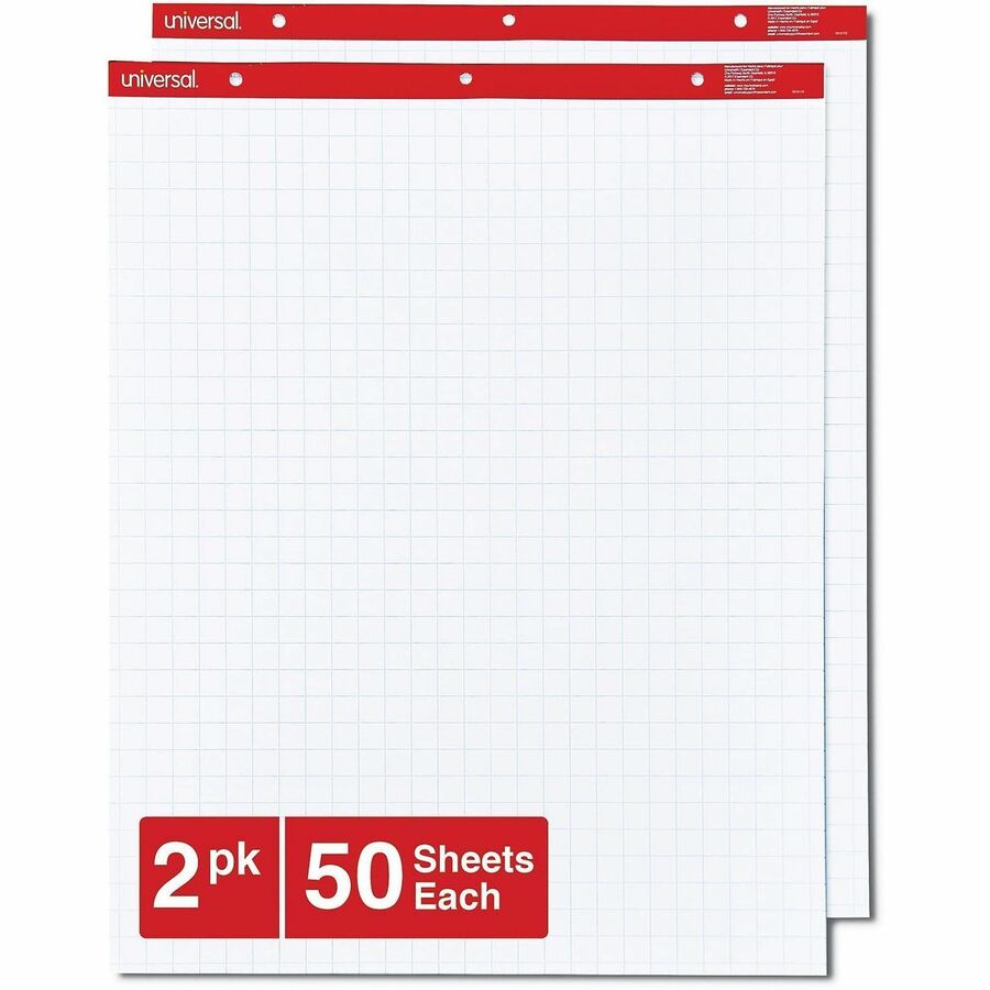 Universal Easel Pad - 1 Subject(s) - 50 Sheets - Tape Bound - Quad Ruled Front Ruling - 3 Hole(s) - 18 lb Basis Weight - 34" Height x 27" Width - White Paper - Chipboard Cover - 2 / Carton